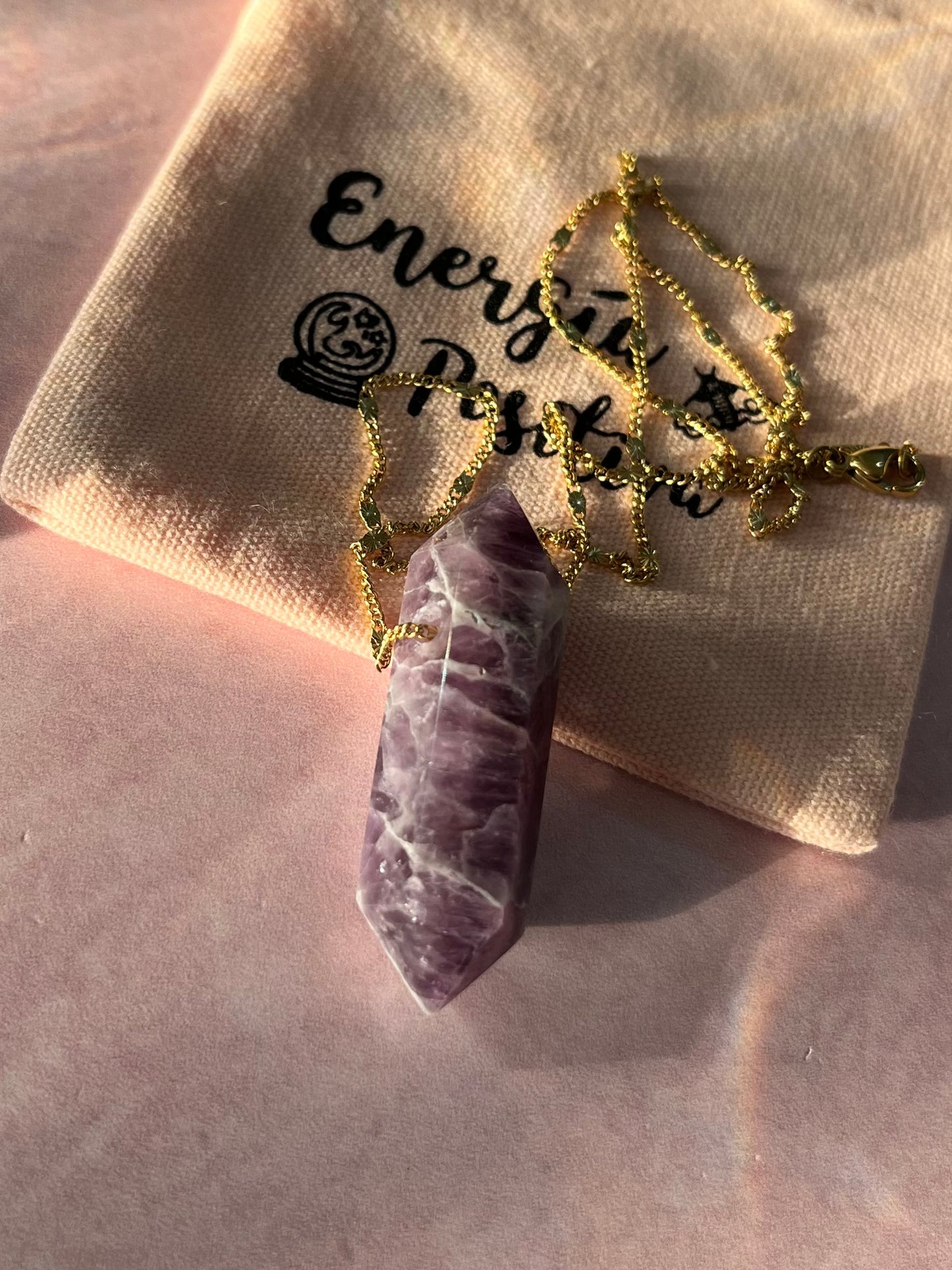 Collar Doble Punta Amatista Chevron