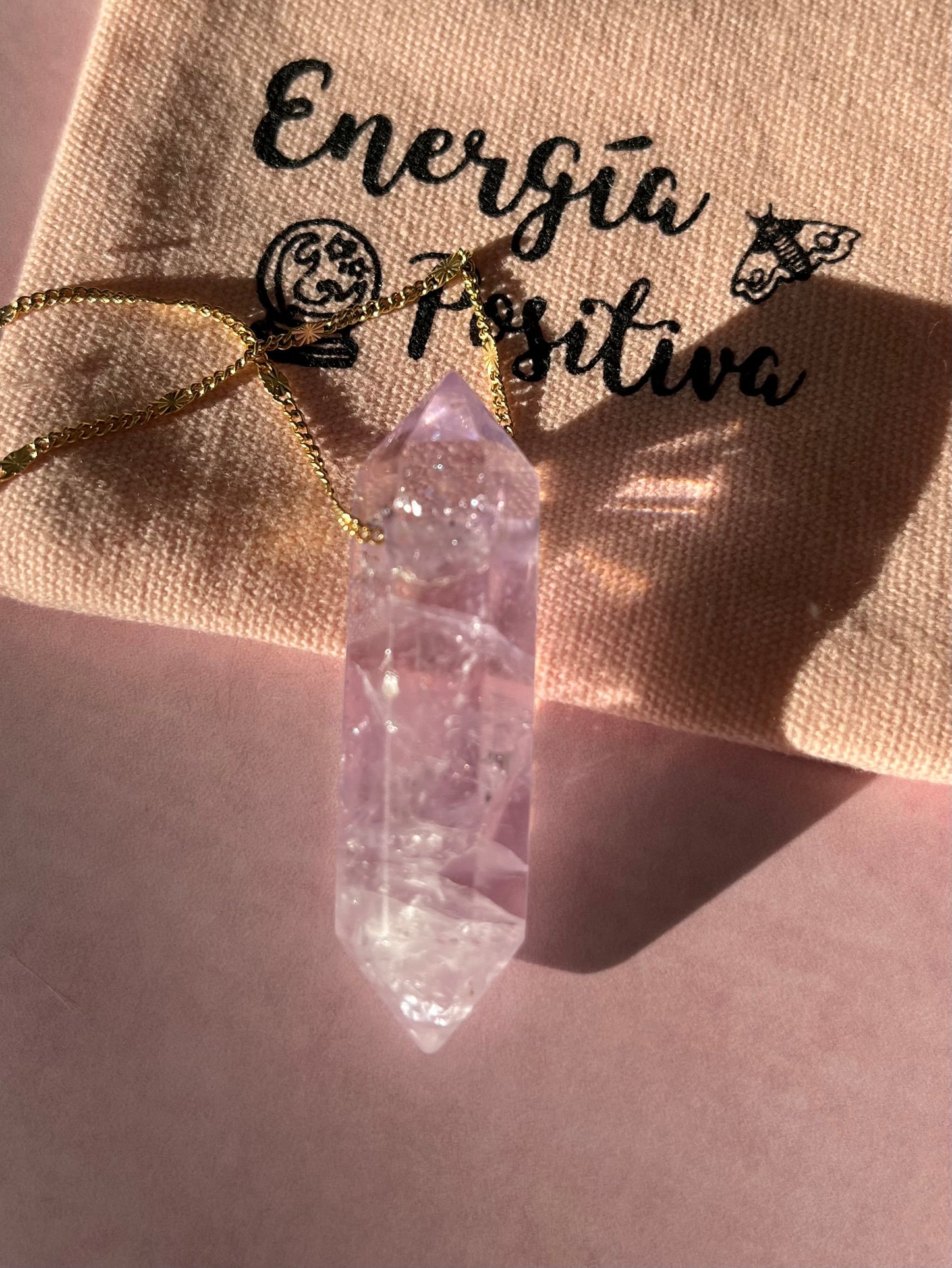 Collar Doble Punta Amatista Traslúcida