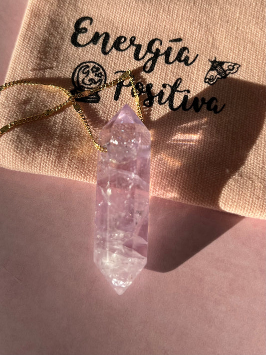 Collar Doble Punta Amatista Traslúcida