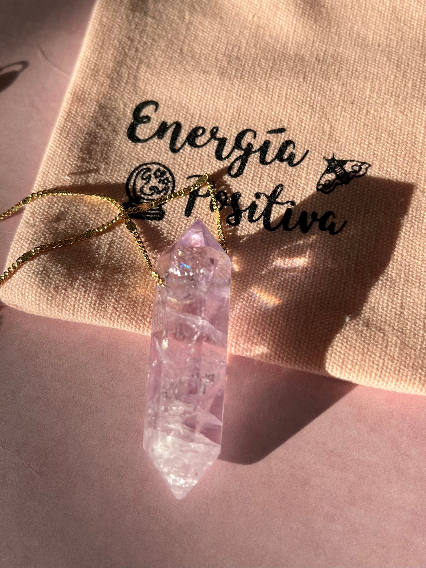 Collar Doble Punta Amatista Traslúcida